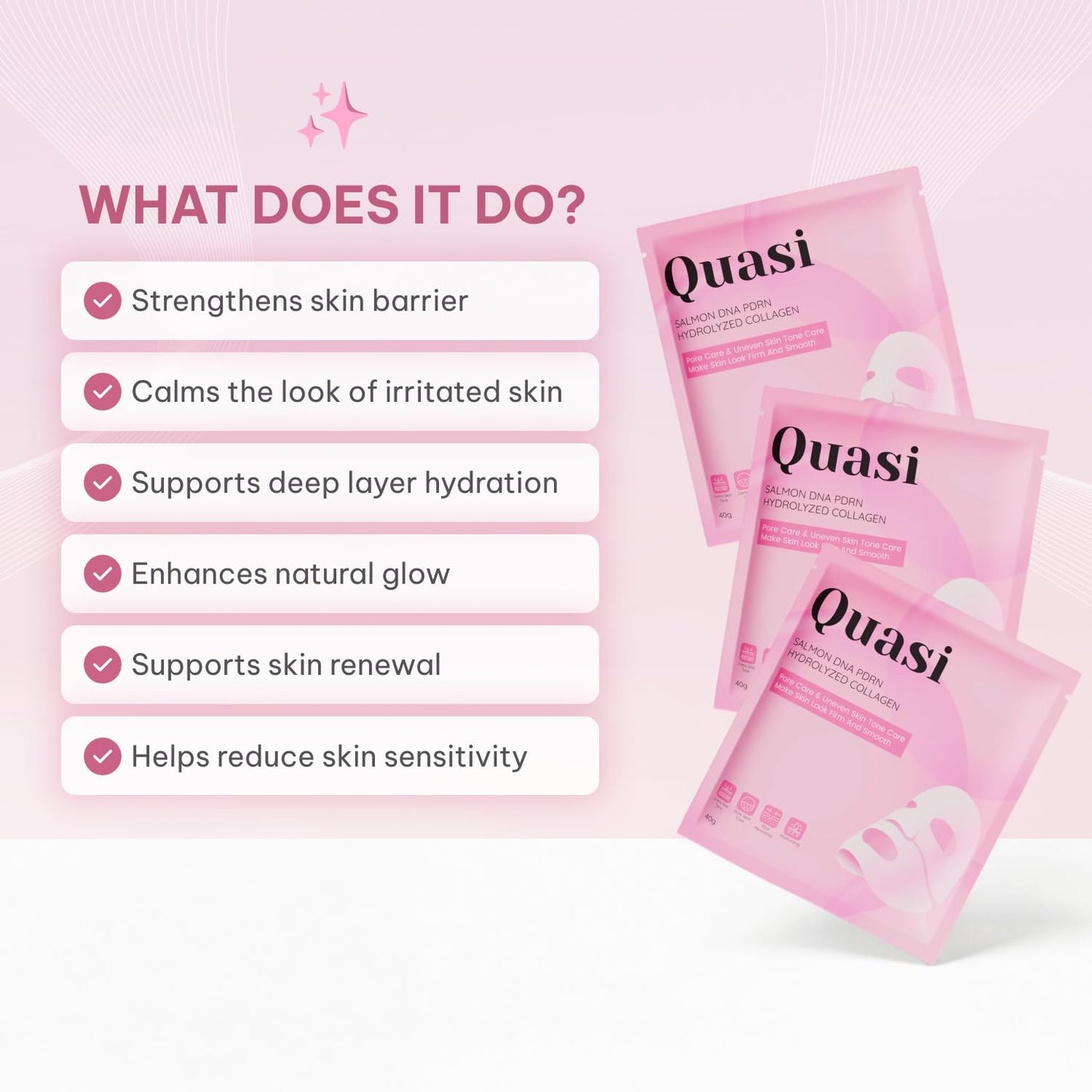 HotQuasi Salmon PDRN Collagen Mask – Korean Skin care Gel Face Mask for Hydration, Firming & Smoothing Skincare, Collagen Boost & Pore Care – 4 Masks, Non-Irritating, Natural Ingredients