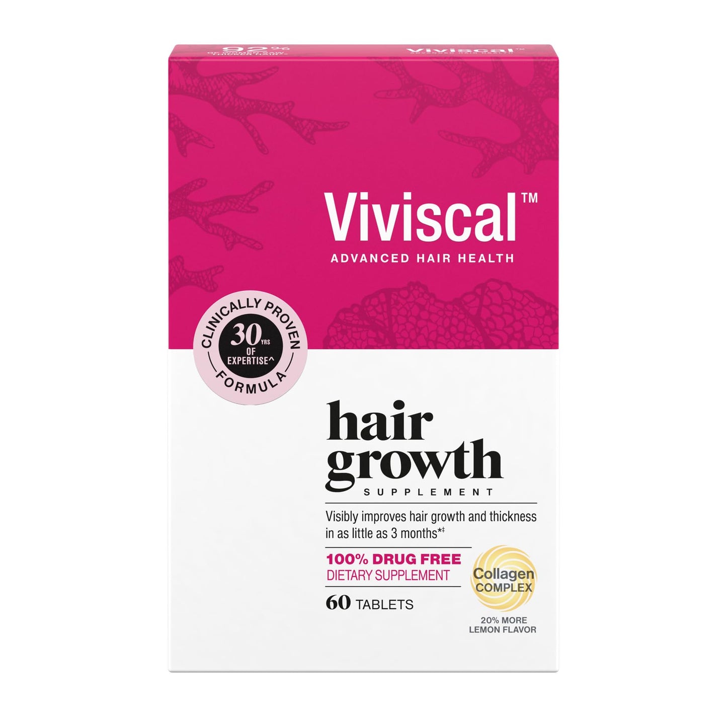 HotViviscal Hair Growth Supplements for Women, Thicker Fuller Hair Support for Thinning Hair and Hair Loss, with Biotin and Marine Collagen, Drug-Free, 180 Tablets, 90-Day Supply