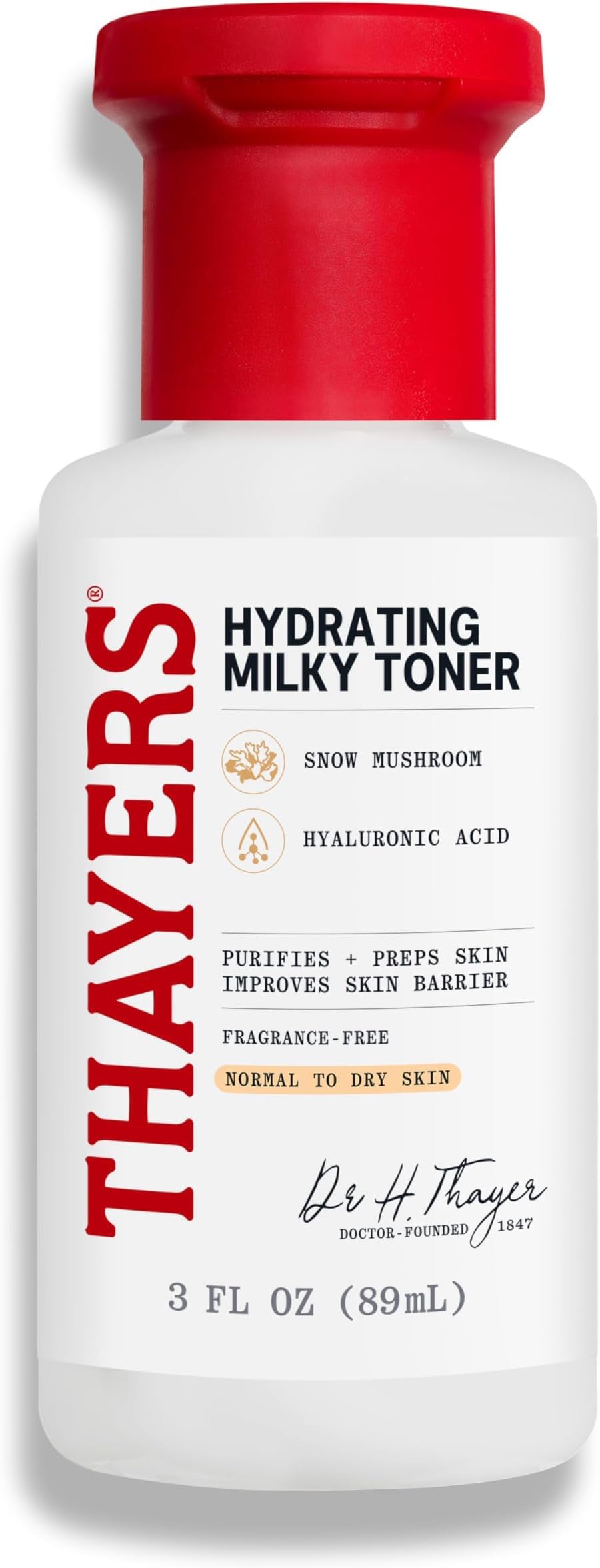 HotTHAYERS Milky Face Toner Skin Care with Snow Mushroom Tremella and Hyaluronic Acid, Natural Gentle Facial Toner, for Dry and Sensitive Skin, 355mL