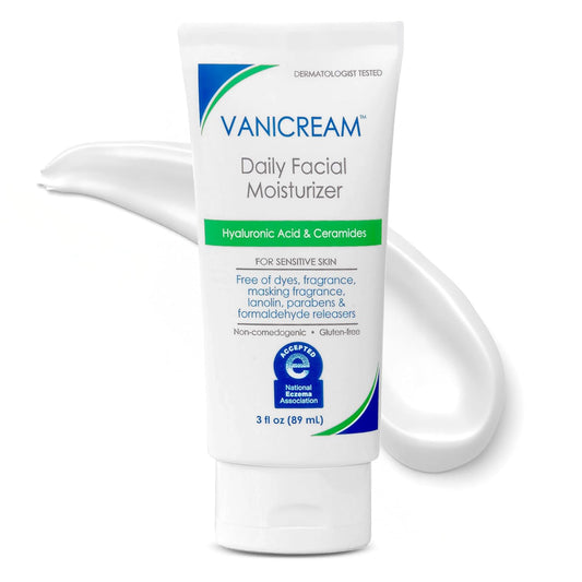 HotVanicream Daily Facial Moisturizer, Face Cream with 5 Key Cermides & Hyaluronic Acid, 3 Fl Oz, Formulated Without Common Irritants for Sensitive Skin, Lightweight, Non-Greasy Hydration