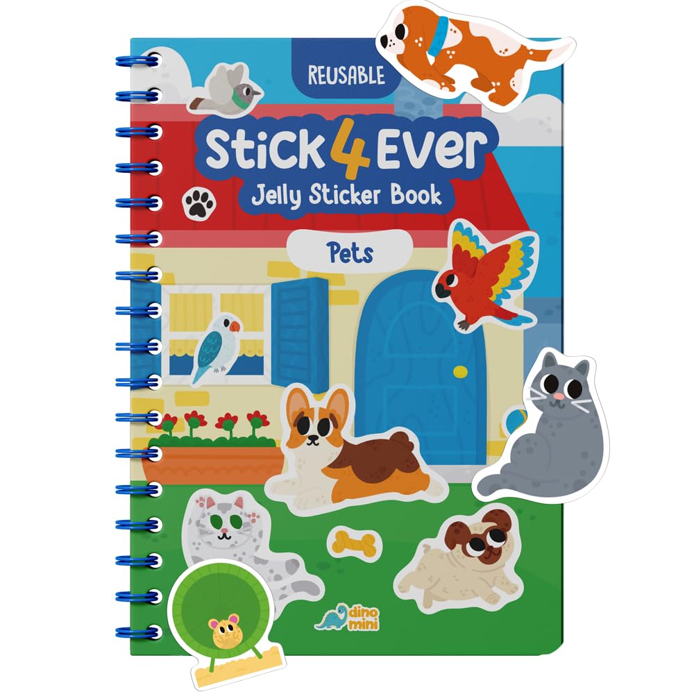 HotStick4Ever Jelly Sticker Book® - for Kids - Waterproof, Easy to Clean Reusable Sticker Book for Toddlers- Reusable Road Trip Activities for Kids - Stocking Stuffers for Toddlers (Animals)