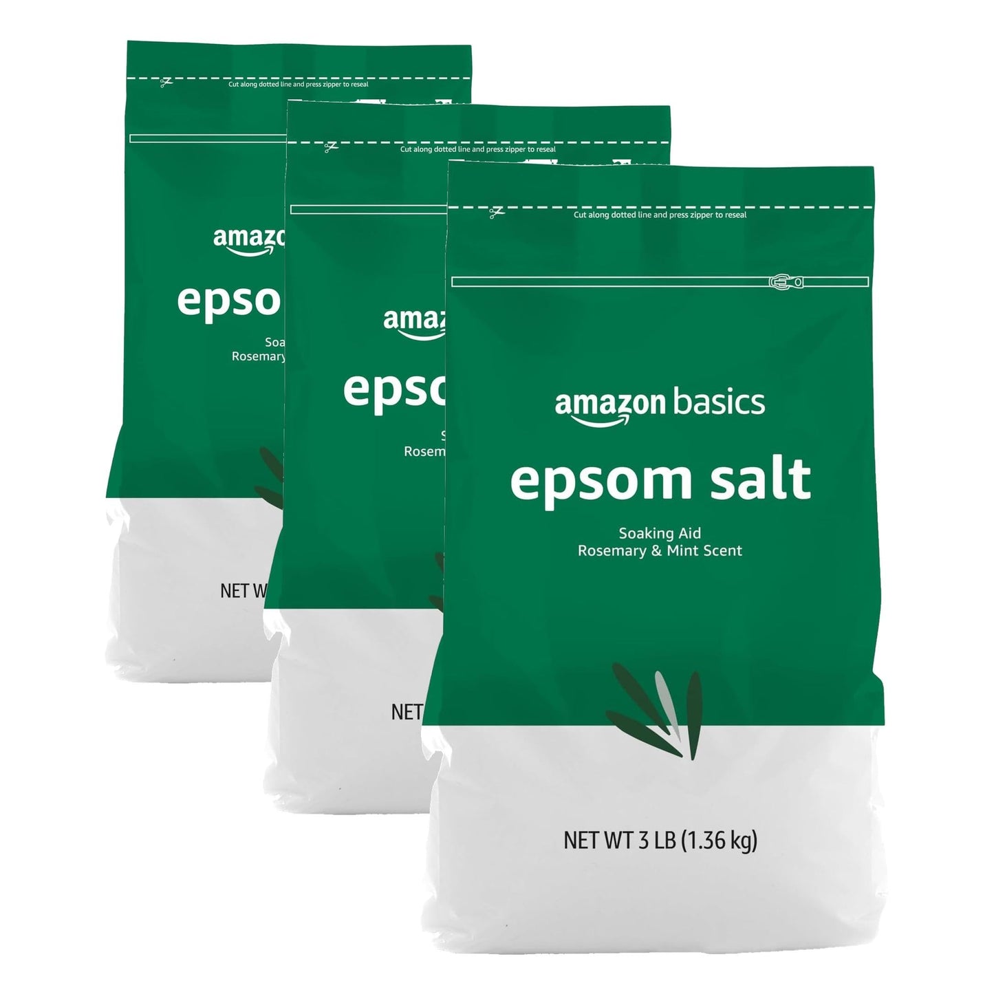 HotAmazon Basics Epsom Salt Soak, Fragrance Free, Magnesium Sulfate USP for Relaxation and Soothing Foot Soaking, 3 Pound Resealable Bags, 6-Pack