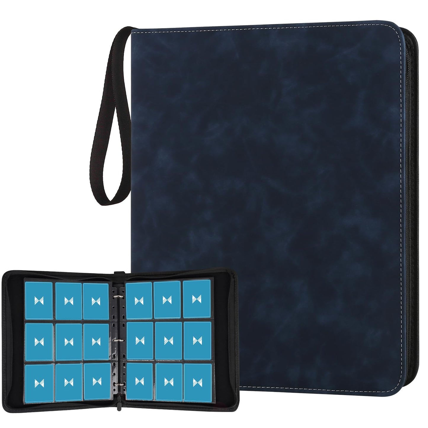 HotGERMUN 9 Pocket Trading Card Binder,720 Cards,40 Top-Loading Pages, Double Sided Pockets PU Cover Zipper Collection Album Folder for Standard MTG, TCG, Sports Cards(Black)