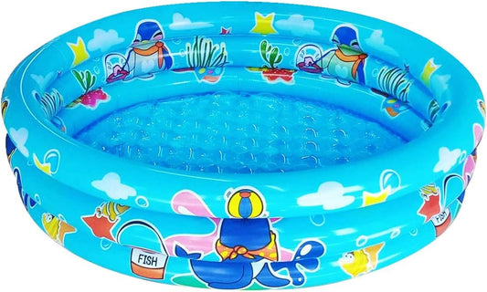 Hot3 Rings Kiddie Pool for Toddler, 48”X12”，Kids Swimming Pool, Inflatable Baby Ball Pit Pool, Small Infant Pool (Blue)
