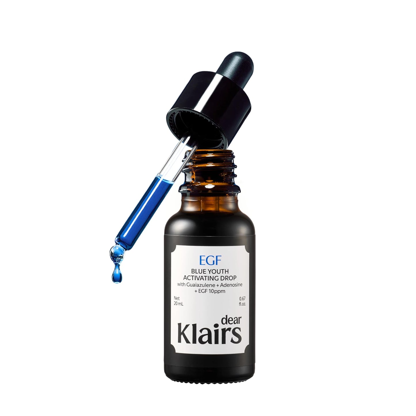 HotDearKlairs Korean EGF Serum - Blue Youth Activating Drop with EGF & FGF (10ppm Each), Barrier Repair & Post-Blemish Marks, Sensitive Skin-Friendly, Daily Calm & Soothe, 1.69 Fl Oz