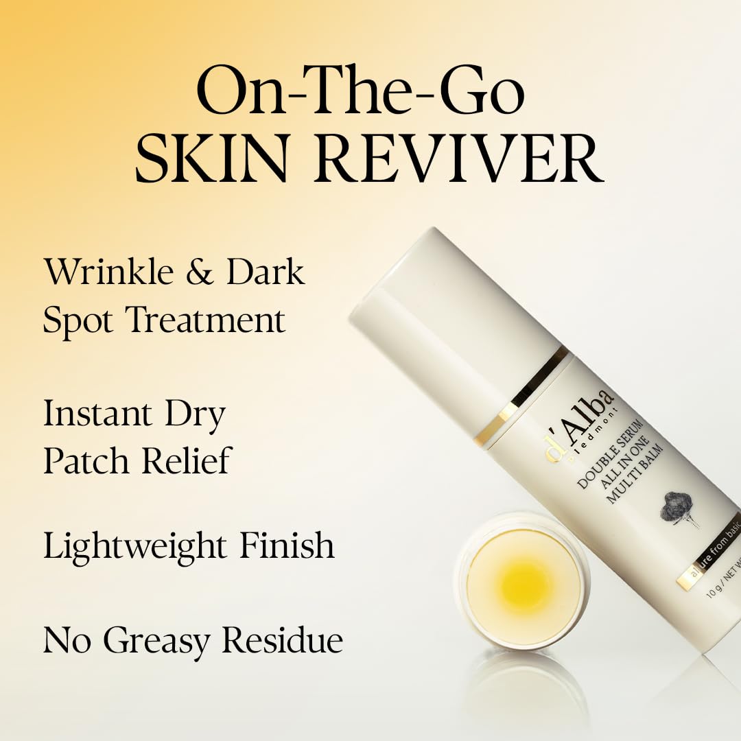 Hotd'alba Piedmont White Truffle Double Serum All-in-one Multi Balm, Stick Balm, Vegan Skincare with Vitamin C and Vegan Collagen, 3-in-1 Anti Wrinkle, Eye Treatment, Dark Spot Remover