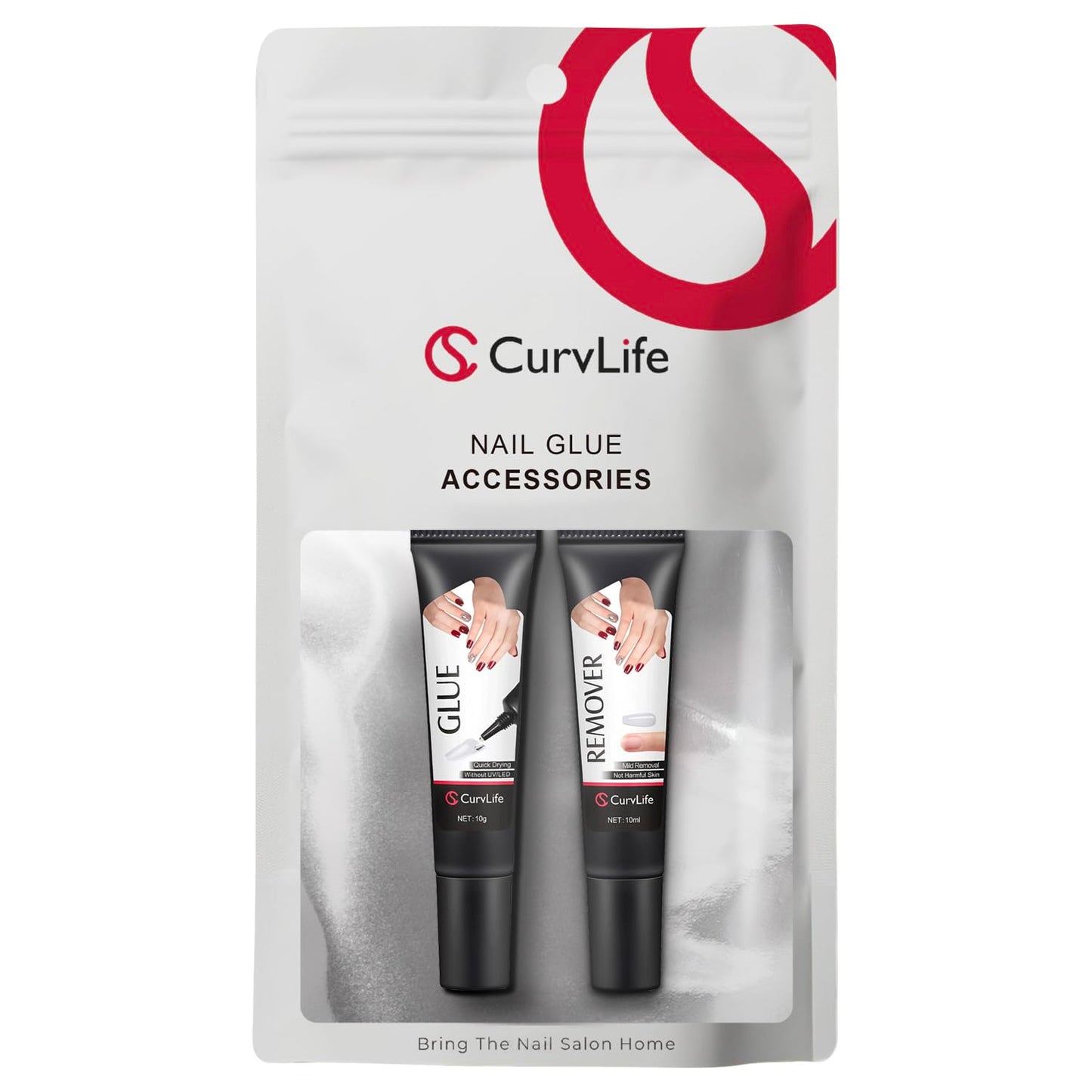 HotCurvlife Upgraded Super Strong 10g Semi Solid Nail Glue, 2pcs Best Soft Gel Nail Glue for Press on Nails - No UV Light Needed, Long Lasting