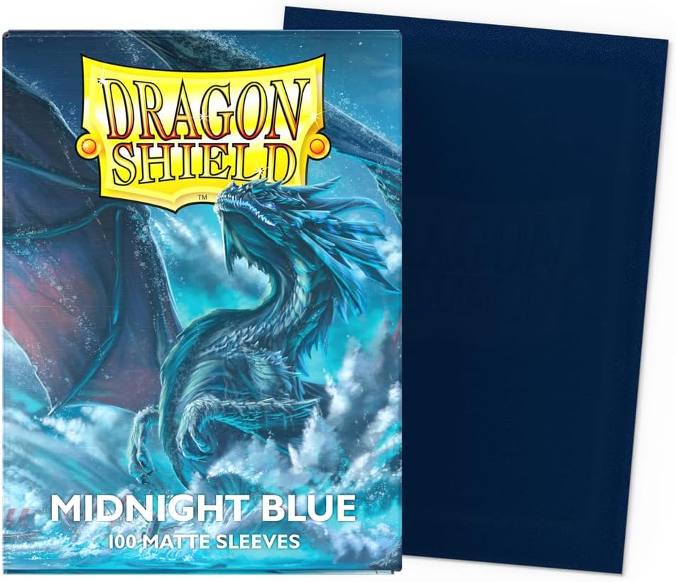 Hot Dragon Shield | Standard Size Card Matte Sleeves | 100 CT - Smooth & Tough Premium TCG Sleeves | Compatible with Pokemon, Flesh & Blood, One Piece & Magic the Gathering | Midnight Blue