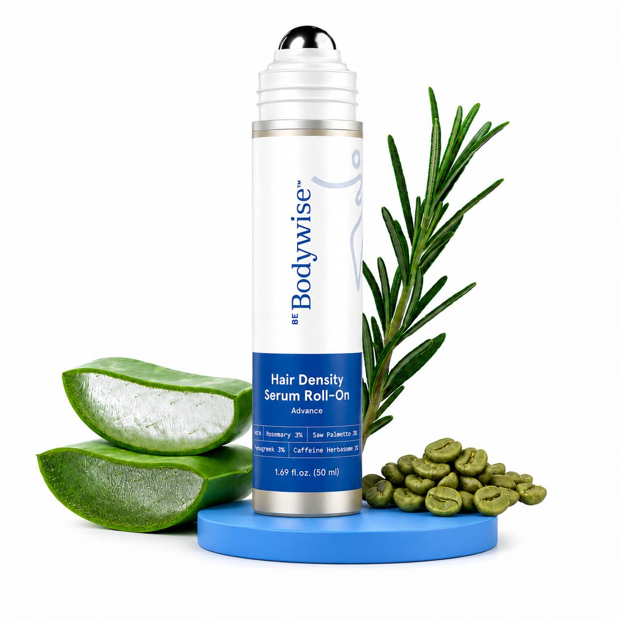 HotBe Bodywise Hair Growth Serum Roll On - 5% Saw Palmetto, 3% Rosemary Oil for Hair Growth, 3% Fenugreek,1% Caffeine Herbasome | Serum for Hair Loss & Hair Regrowth For Men & Women 25ml/0.84 fl oz