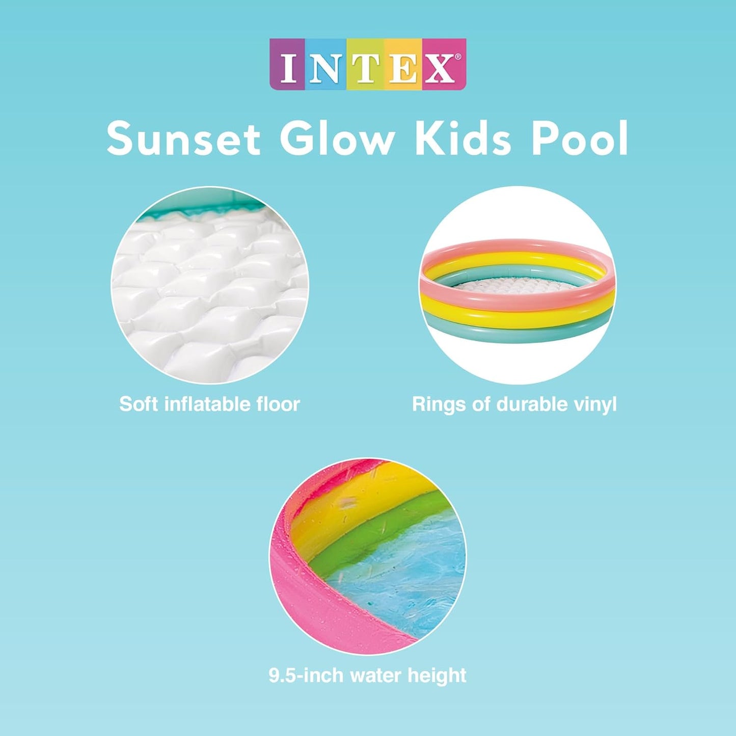 HotIntex Kiddie Pool - Kid's Summer Sunset Glow Design - 58" x 13"