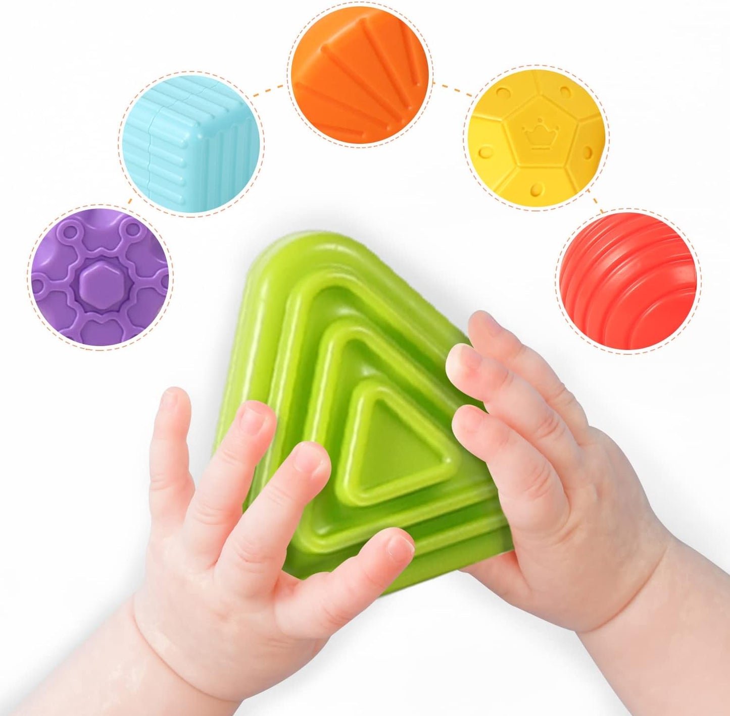 Hot Aprilwolf Montessori Toys for 1 Year Old, Cube & 6 Sensory Shape Blocks, Baby Toys 12-18 Months, Developmental Infant Birthday Gifts for Learning Toddler Age 1 2 3