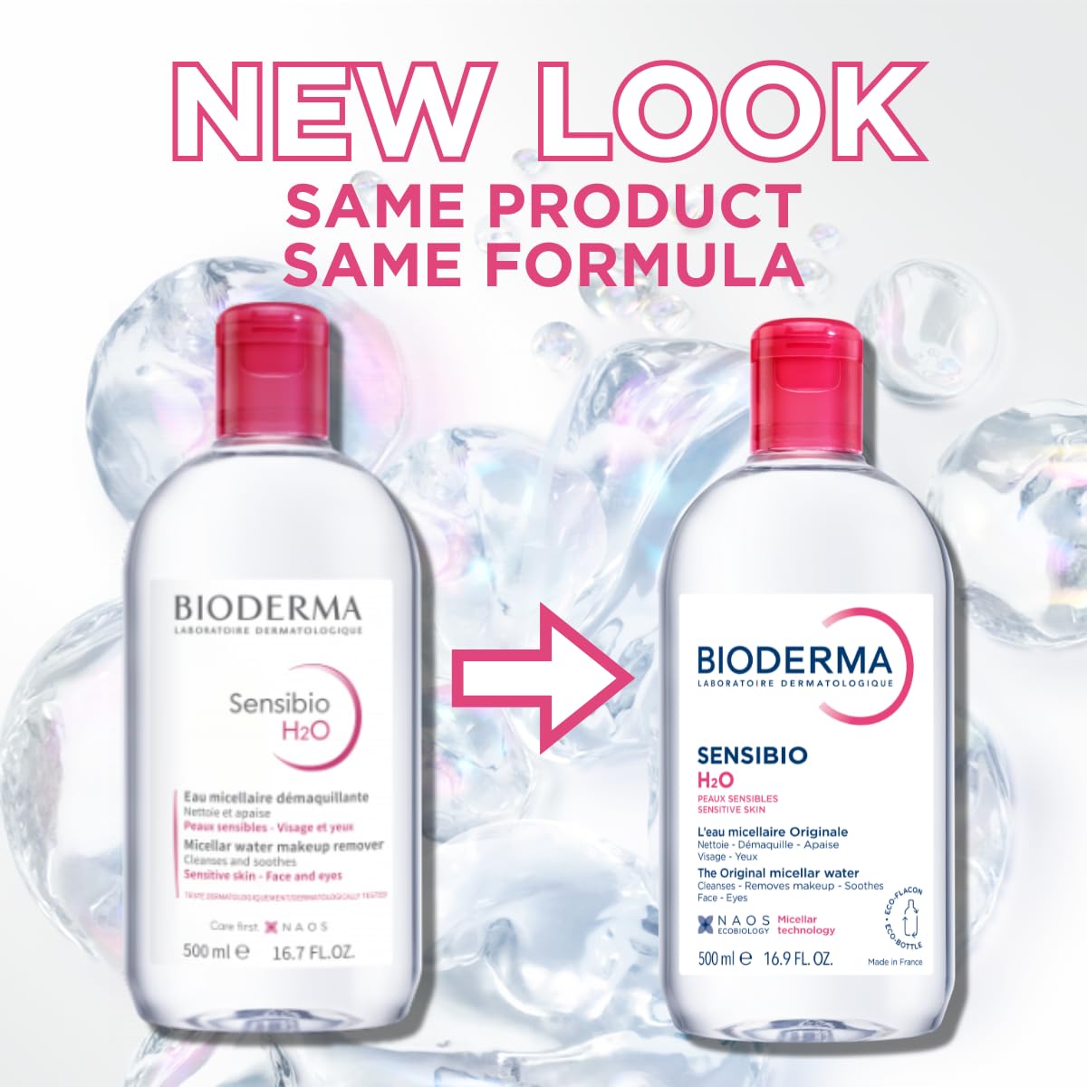 HotBioderma - Sensibio - H2O Micellar Water - Makeup Remover Cleanser - Face Cleanser for Sensitive Skin