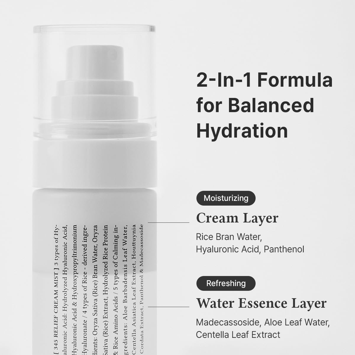 HotDr.Althea 345 Relief Cream Mist, Korean Vegan Skin Care, 3.38 Fl Oz | Insant Hydration, Calming Skin Irritation with Hyaluronic Acid, Panthenol, Centella Asiatica Leaf Water, Madecassoside