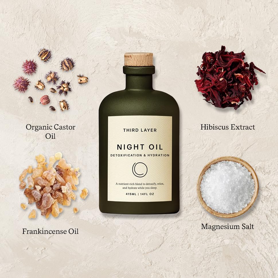 HotCastor Oil Body Oil, 100% Organic, Cold-Pressed, 14 fl oz | Hexane-free, with magnesium & frankincense, for skin hydration & evening self-care