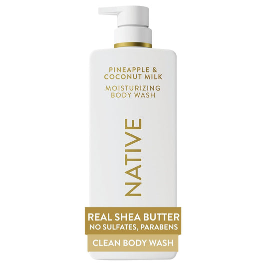 HotNative Moisturizing Body Wash, Clean & Gentle 24-Hour Hydration with Shea Butter, for Sensitive & Dry Skin, for Women & Men, Sulfate-free, Paraben-free, Pineapple & Coconut Milk, 22 fl oz