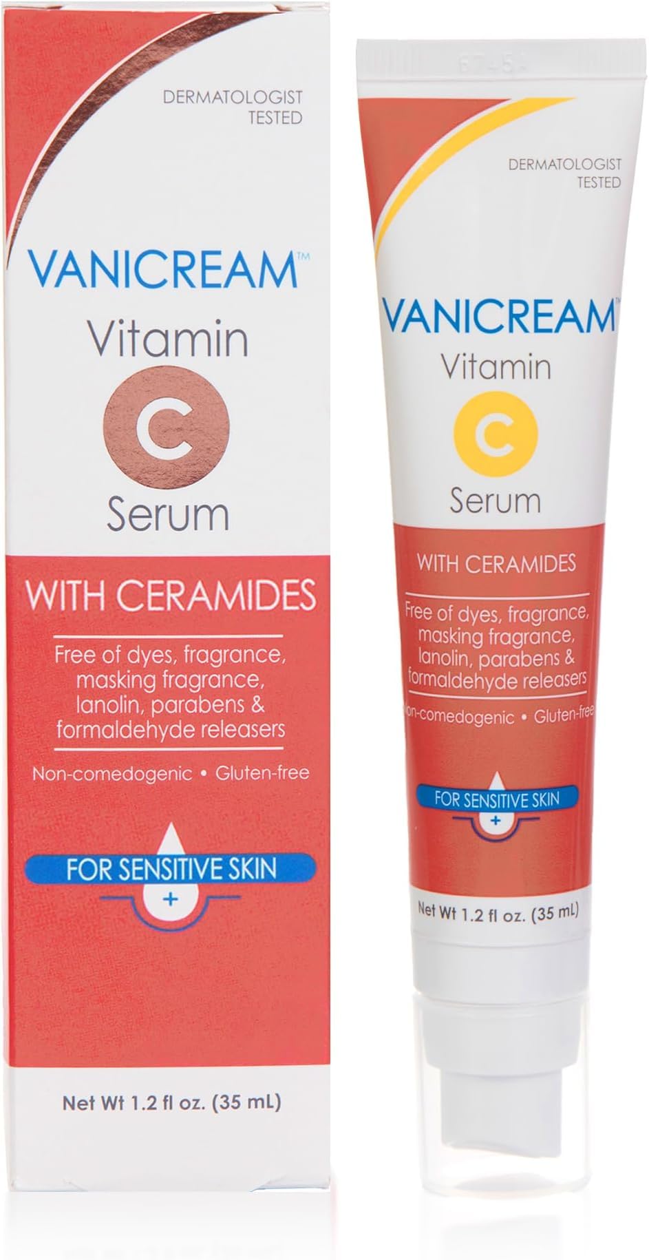 HotVanicream Vitamin C Serum, 1.2 Fl Oz, Formulated without Common Irritants for Sensitive Skin, Milky and Lightweight, Boosts Glow, Dermatologist-Tested