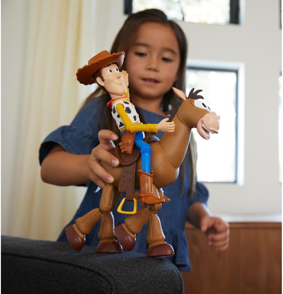 Hot Mattel Disney and Pixar Toy Story Woody & Bullseye 2-Pack, Ages 3+ | Movie-inspired relative scale, Woody + Bullseye poseable figures, 2 pieces, no batteries needed, Ages 3+ (Amazon Exclusive)
