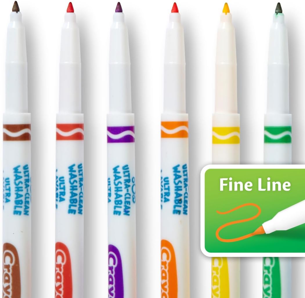 HotCrayola Ultra Clean Fine Line Washable Markers (40ct), School Supplies, Classroom Teacher Must Haves, Homeschool Essentials, Gifts for Kids, Ages 3, 4, 5