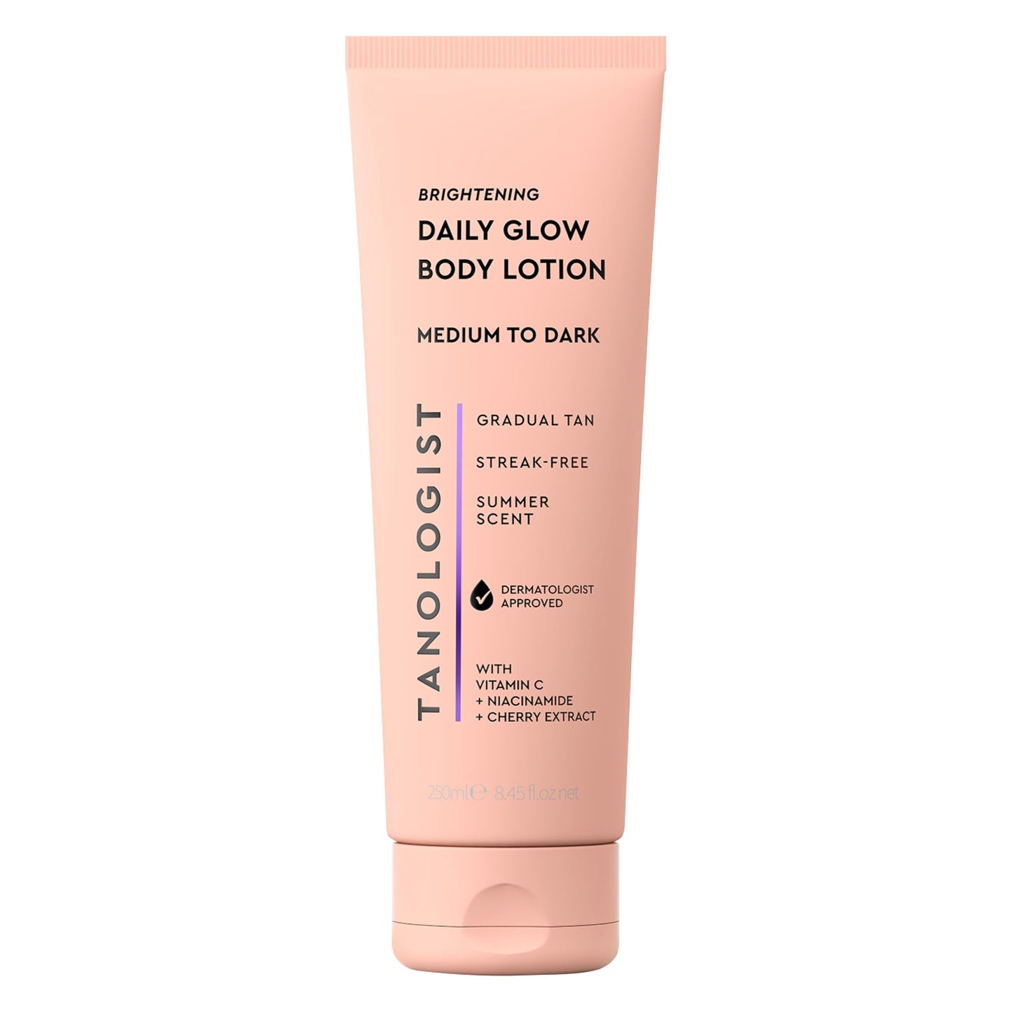 HotTanologist Hydrating Daily Glow Body Lotion, Medium/Dark, Gradual Tanning Lotion, No Fake Tan Smell, Streak-Free & Natural-Looking Self Tanner, Vegan, 8.45 fl. oz/250 ml Tube