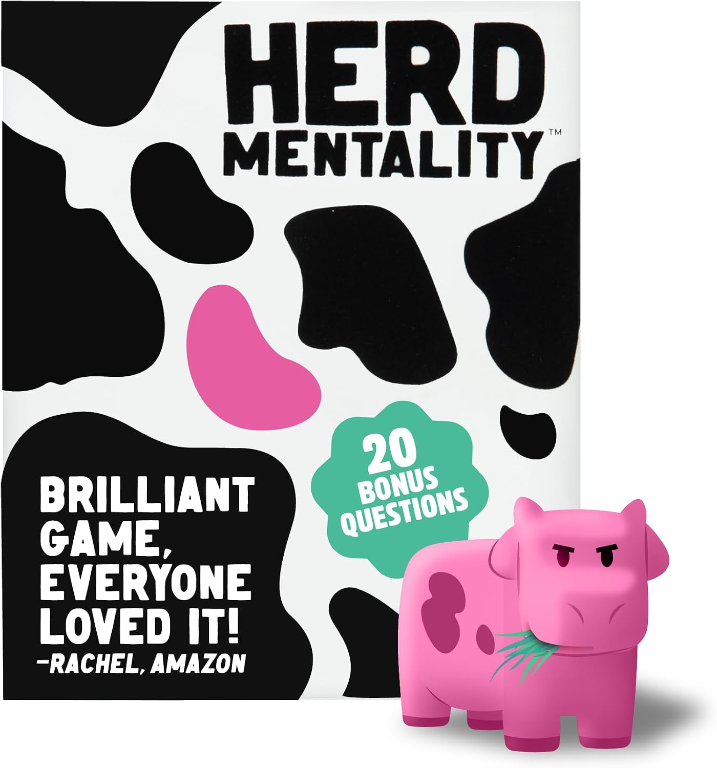 HotHerd Mentality Udderly Funny Family Board Game, Ages 10+ | Think the Same to Win, Easy & Fun for Big Groups, 4-20 Players, Kids & Adults, Dodge the Pink Cow, Summer Camp Games