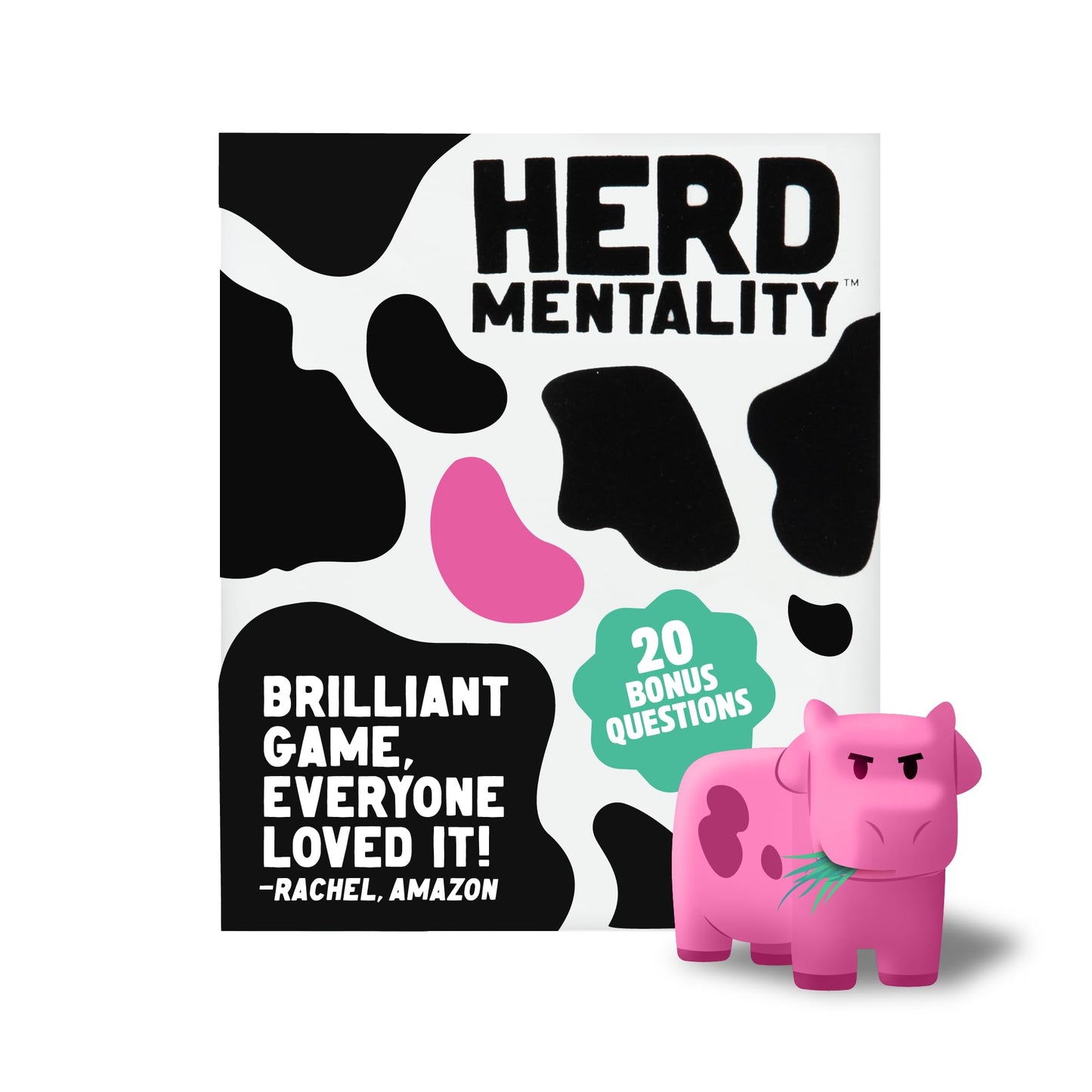 HotHerd Mentality Udderly Funny Family Board Game, Ages 10+ | Think the Same to Win, Easy & Fun for Big Groups, 4-20 Players, Kids & Adults, Dodge the Pink Cow, Summer Camp Games