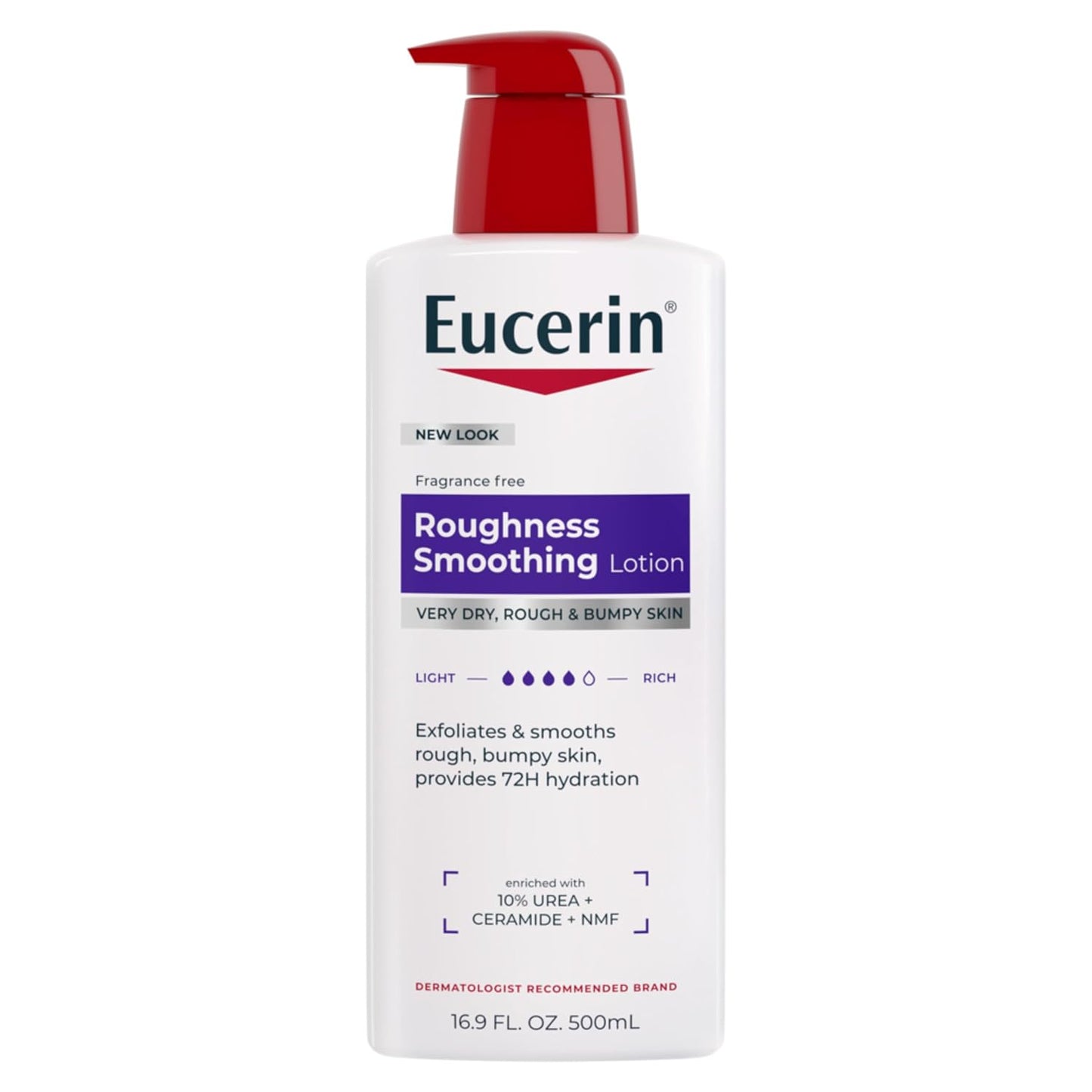 HotEucerin Roughness Smoothing Body Lotion for Dry, Rough Skin, Urea Enriched Body Moisturizer, 16.9 FL OZ Pump Bottle