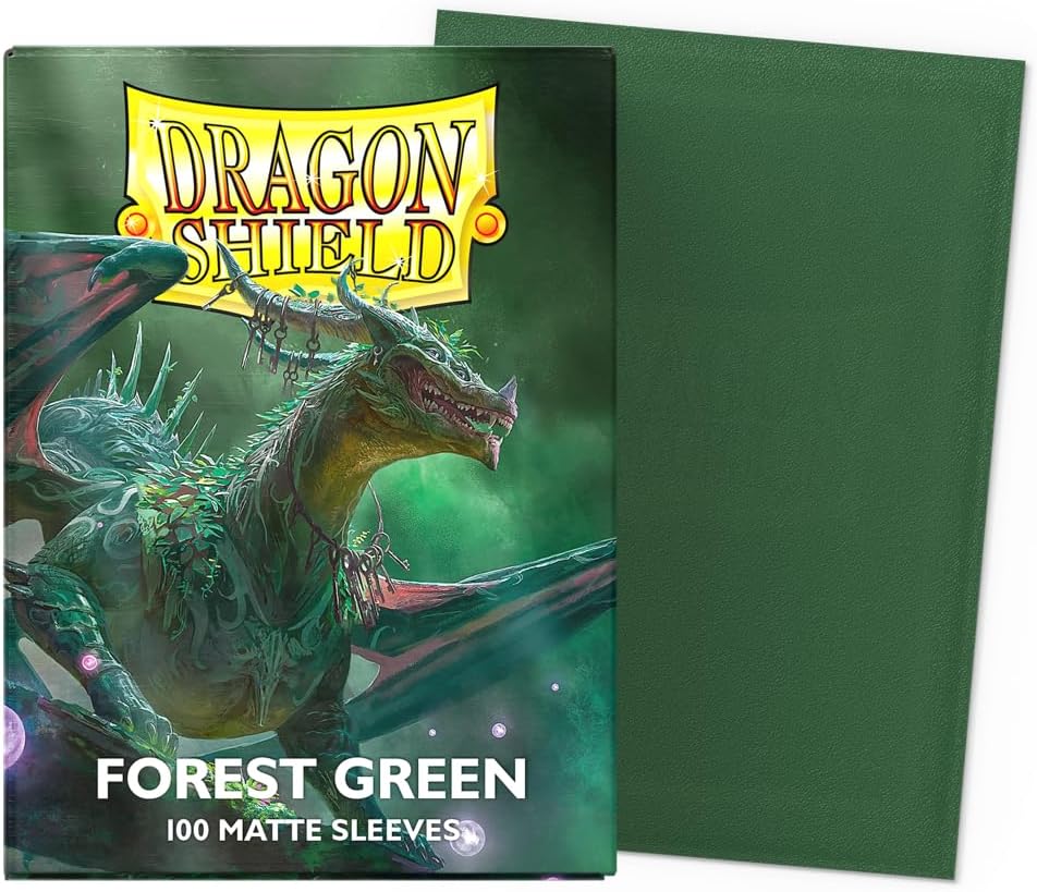 Hot Dragon Shield | Standard Size Card Matte Sleeves | 100 CT - Smooth & Tough Premium TCG Sleeves | Compatible with Pokemon, Flesh & Blood, One Piece & Magic the Gathering | Forest Green