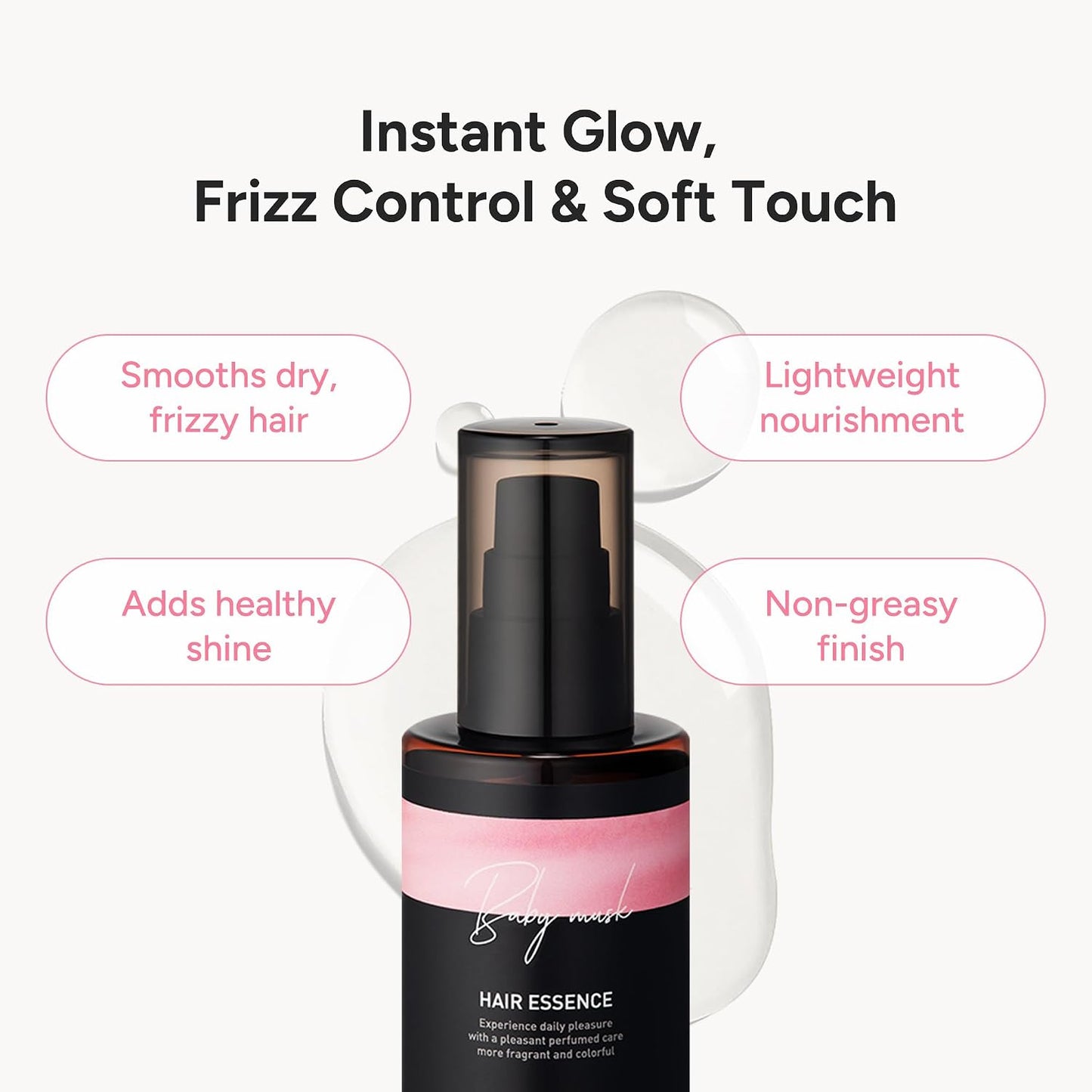 Hot2-in-1 Hair Serum & Perfume Oil - Korean Hair Care, Moroccan Argan Oil & 12 Amino Acids for Dry Damaged Hair, Anti-Frizz Glass Hair Shine, Paraben-Free, Baby Powdery Musk, 3.38 fl oz