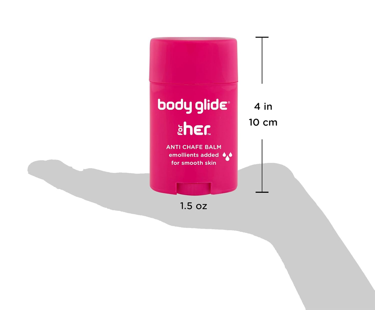 HotBody Glide For Her Anti Chafe Balm | Chafing stick with added emollients | Great for dry, sensitive skin and/or sensitive areas | Use on chest, bra, butt, groin, arm, and thigh chafing | 1.5oz