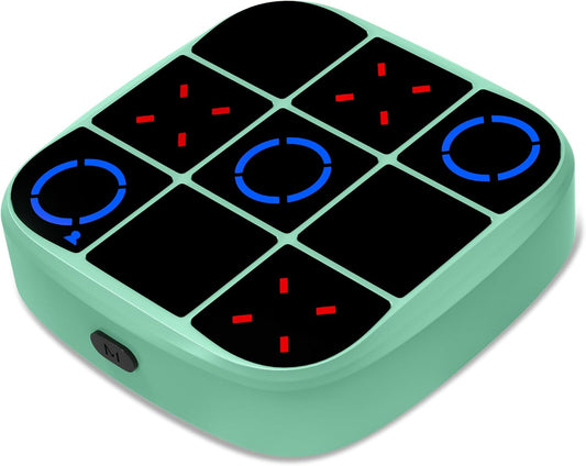 HotTic-Tac-Toe Bolt Game, 4-in-1 Handheld Puzzle Games Console, Electronic Tic-Tac-Toe Game for Educational and Memory Growth, Portable Travel Games for Car Ride, Board Games for Kids and Adults (Cyan)