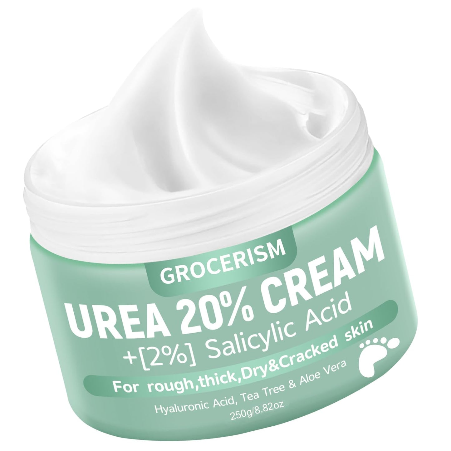 HotGrocerism Urea Cream 40 Percent for Feet with 2% Salicylic Acid 5.29 oz || Foot Cream and Hand Cream Maximum Strength for Dry, Rough, Callused Skin, Exfoliating Moisturizer for Heels, Elbows and Knees