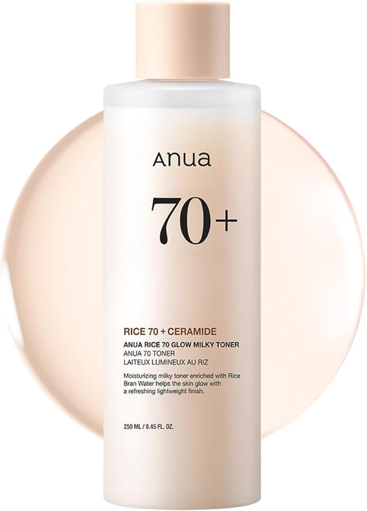 HotAnua Rice 70 Glow Milky Toner, Glass & Dewy Skin, Hydrating & Barrier Care, Rice Water, Niacinamide, Ceramides, All Skin Types, Fragrance-Free, Non Comedogenic, Korean Skincare, 8.45 fl.oz.