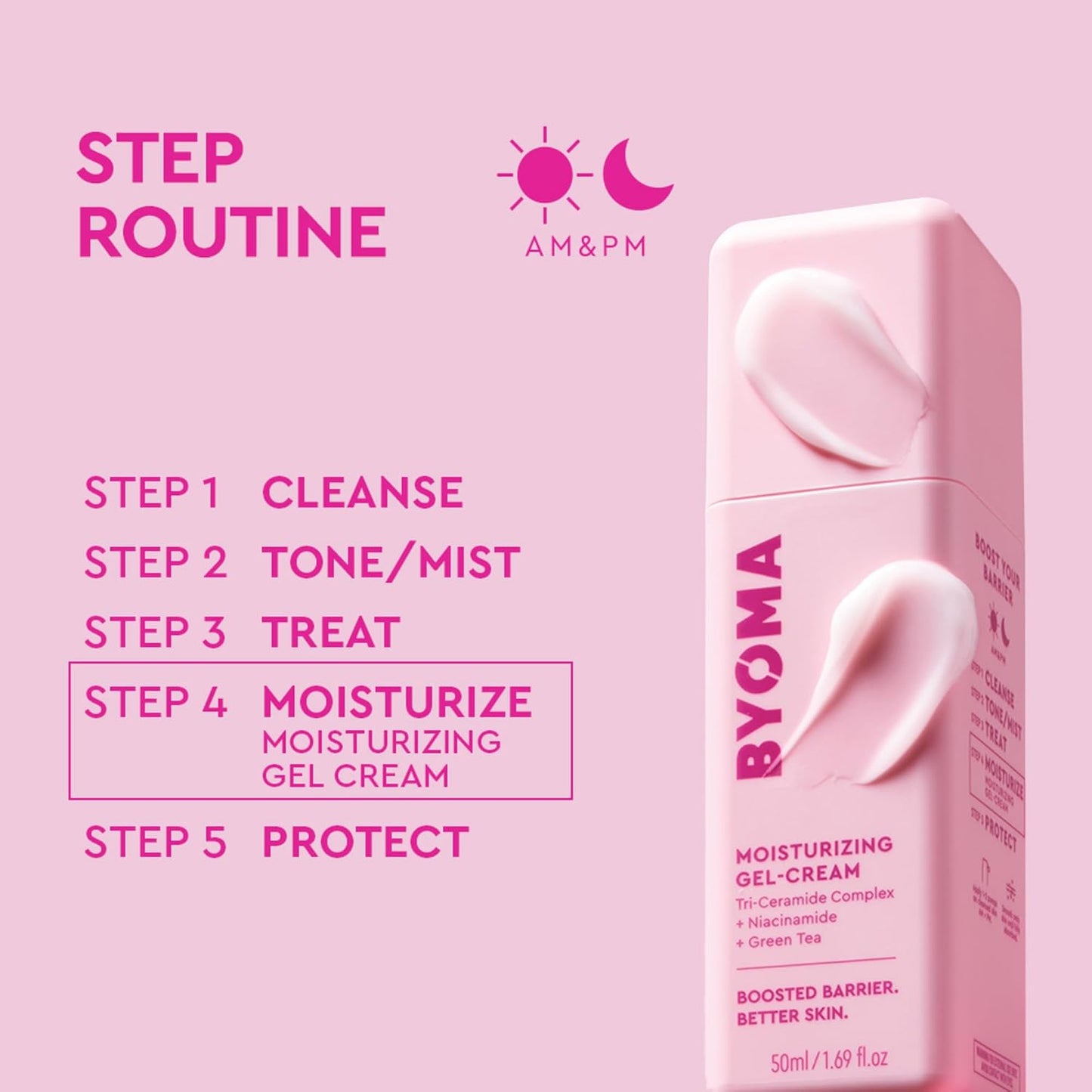 HotBYOMA Moisturizing Gel Cream - Barrier Repair Cream/Gel Face Lotion with Niacinamide and Green Tea - Ceramide Face Moisturizer for Dry Skin - Alcohol Free, Oil Free Face Moisturizer - 1.69 fl. oz