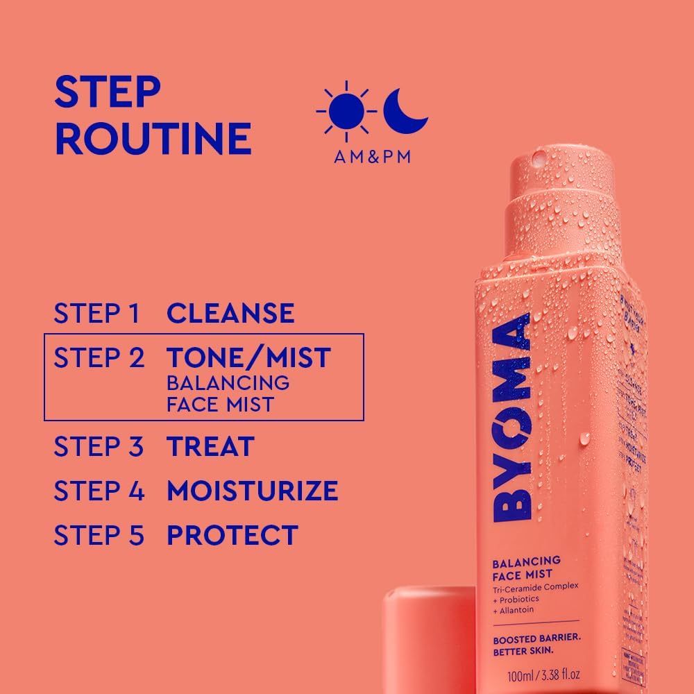 HotBYOMA Balancing Face Mist - pH Balanced Face Toner with Ceramides, Probiotics & Allantoin - Alcohol Free Toner Spray - Balance, Soothe & Refresh Throughout The Day - 3.38 fl. oz