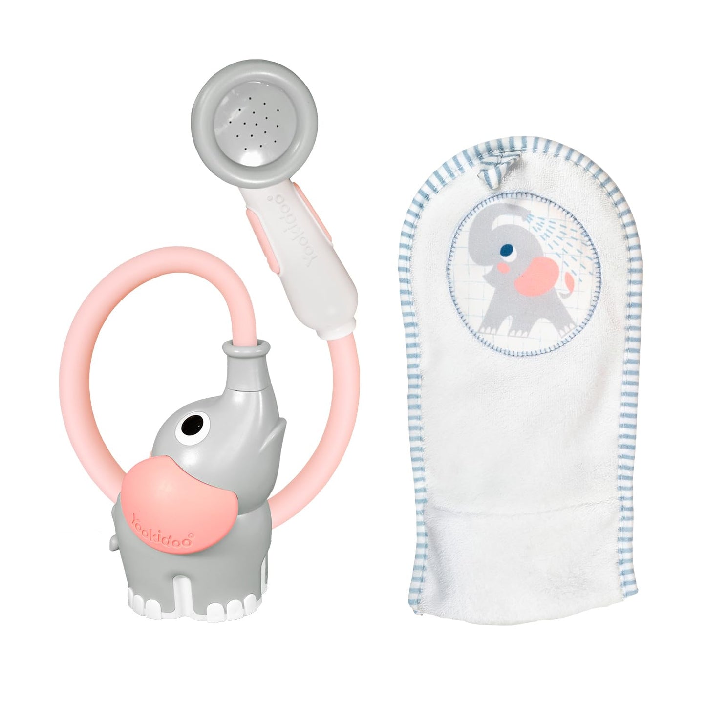 HotYookidoo Baby Bath Shower Head - Elephant Water Pump and Trunk Spout Sprayer - One Handed Flow Control for Newborn Babies in Tub Or Sink (Turquoise)