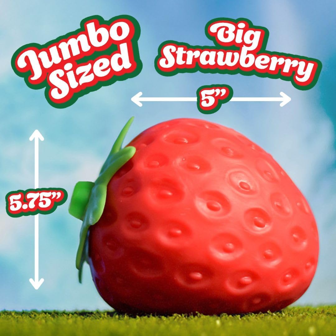 HotSquishy Extra Large Strawberry, Gag Gifts Funny Adult, Giant Stress Ball, Fidget Sensory Toy for Kids, ADHD Toys