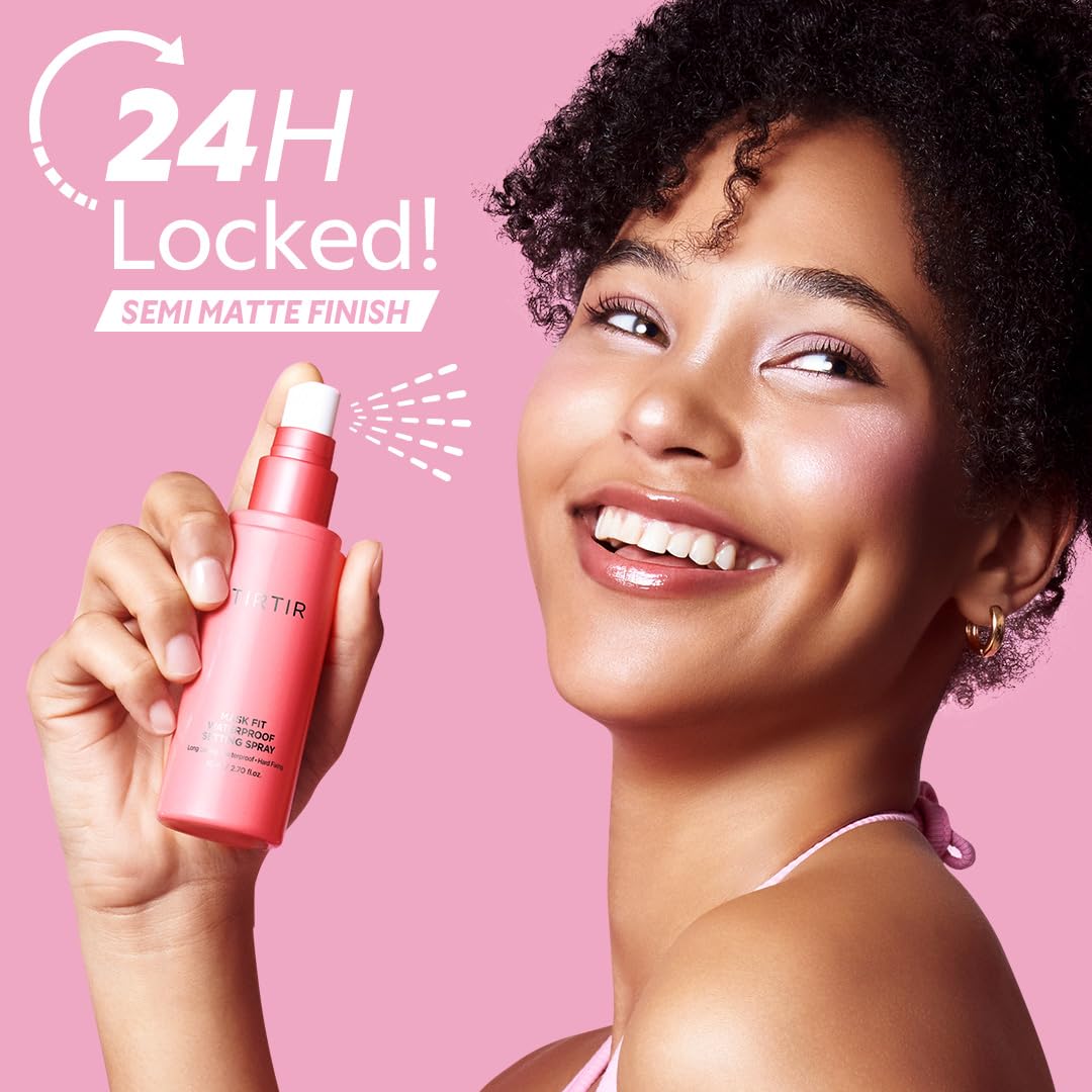 HotTIRTIR Waterproof Setting Spray – 24 Hour Long Lasting Fix, Sweatproof Water Resistant Makeup Finisher – Ethanol Free, Semi Matte Finish for Oily Skin – Korean Makeup Fixer