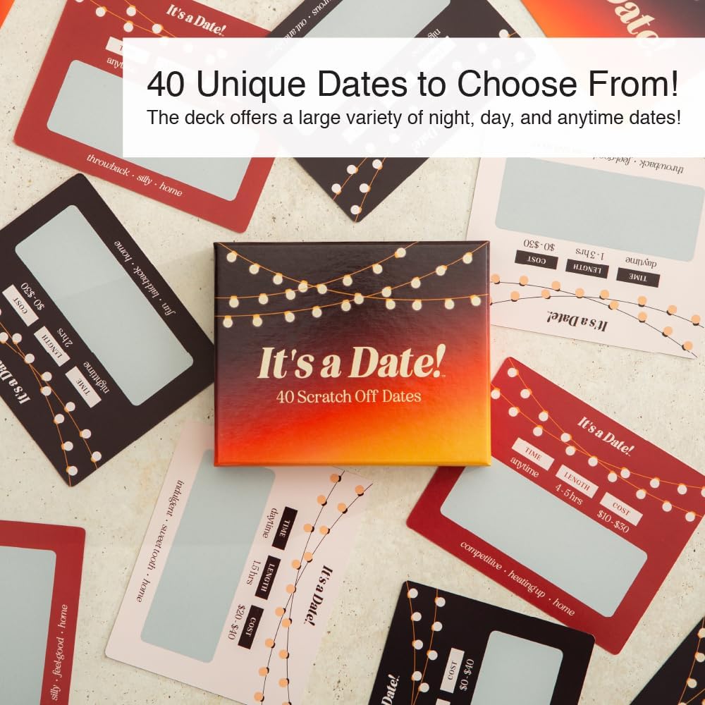 Hot It's a Date!, 40 Fun and Romantic Scratch Off Date Night Ideas for Him, Her, Girlfriend, Boyfriend, Wife, Husband & Couples, Valentine's Gift for Men and Women