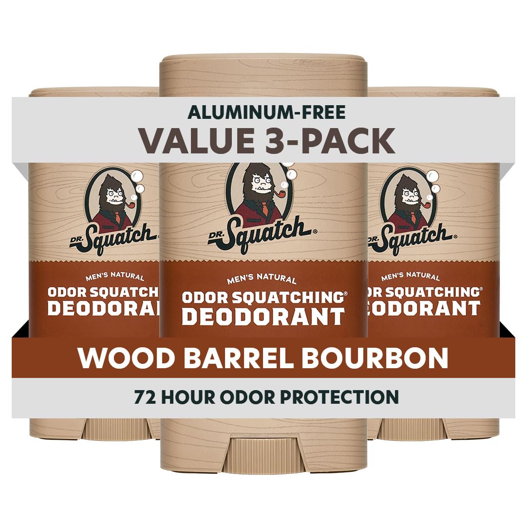 HotDr. Squatch Natural Men’s Deodorant – Aluminum Free Natural Deodorant Men with Charcoal & Postbiotics for 72-Hour Odor Protection – Fresh Falls, 2.65oz Stick (3-Pack)