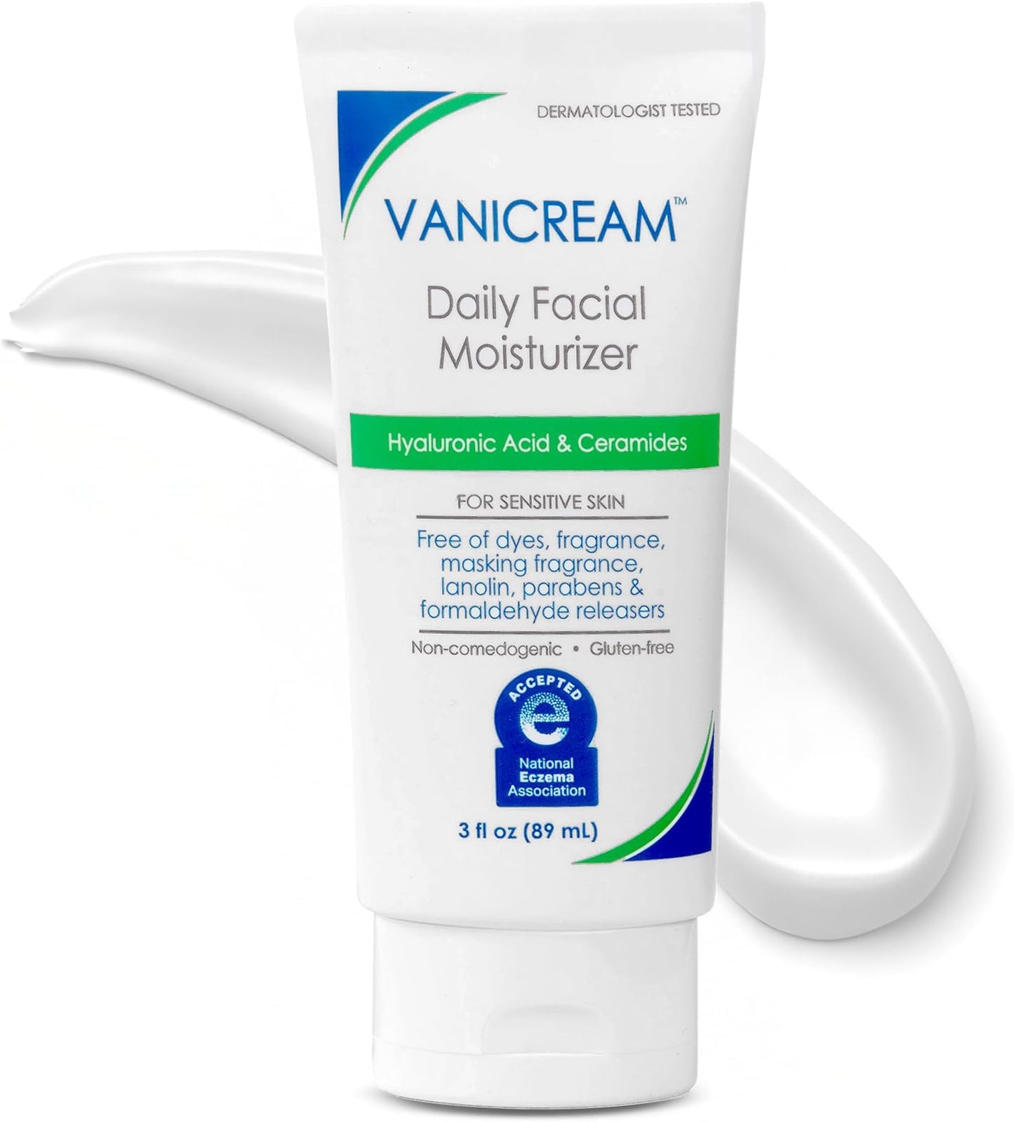 HotVanicream Daily Facial Moisturizer, Face Cream with 5 Key Cermides & Hyaluronic Acid, 3 Fl Oz, Formulated Without Common Irritants for Sensitive Skin, Lightweight, Non-Greasy Hydration