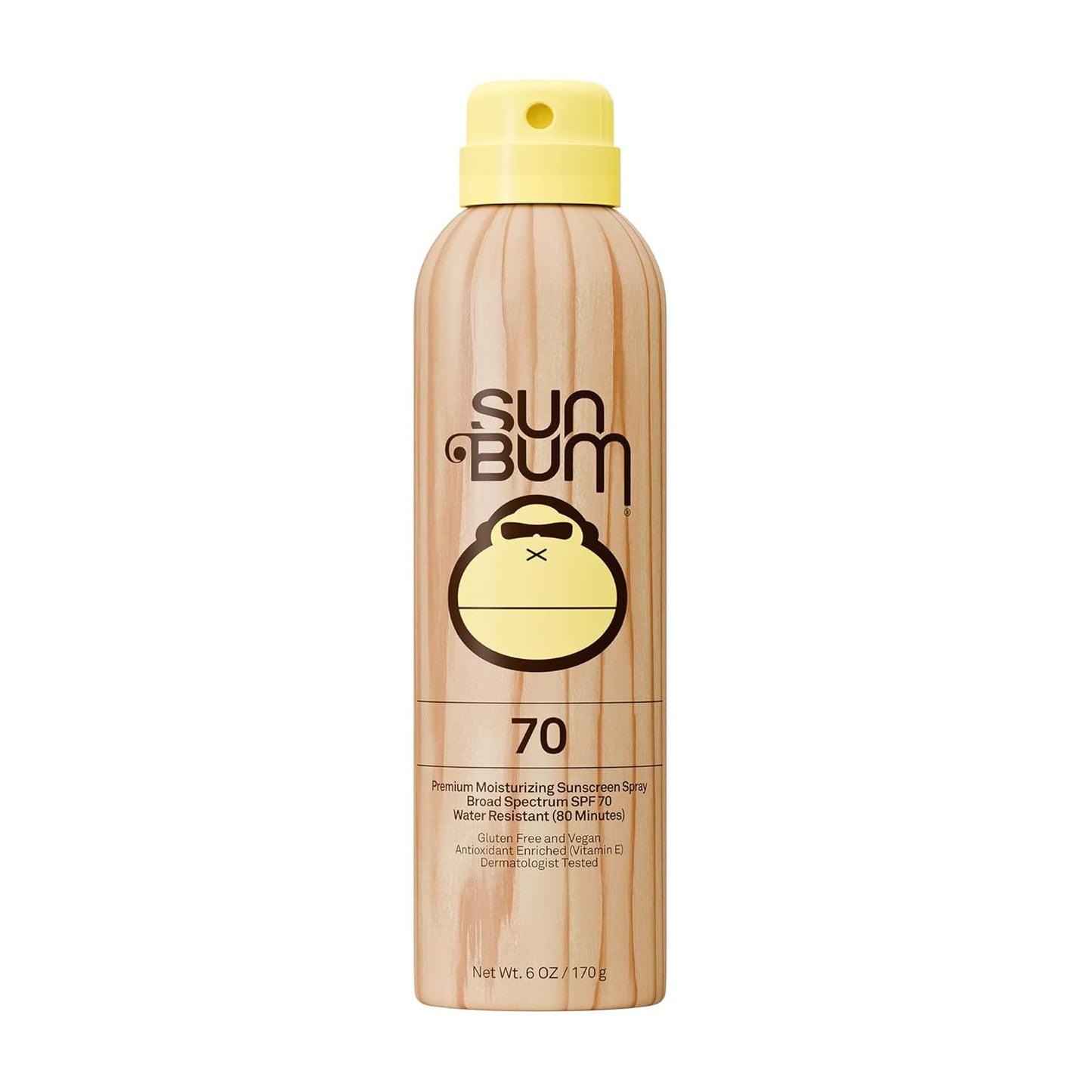 HotSun Bum Original SPF 70 Sunscreen Body Spray - Broad Spectrum Moisturizing Sunscreen with Vitamin E - Hawaii 104 Act Compliant (Made without Octinoxate & Oxybenzone) - 6 oz