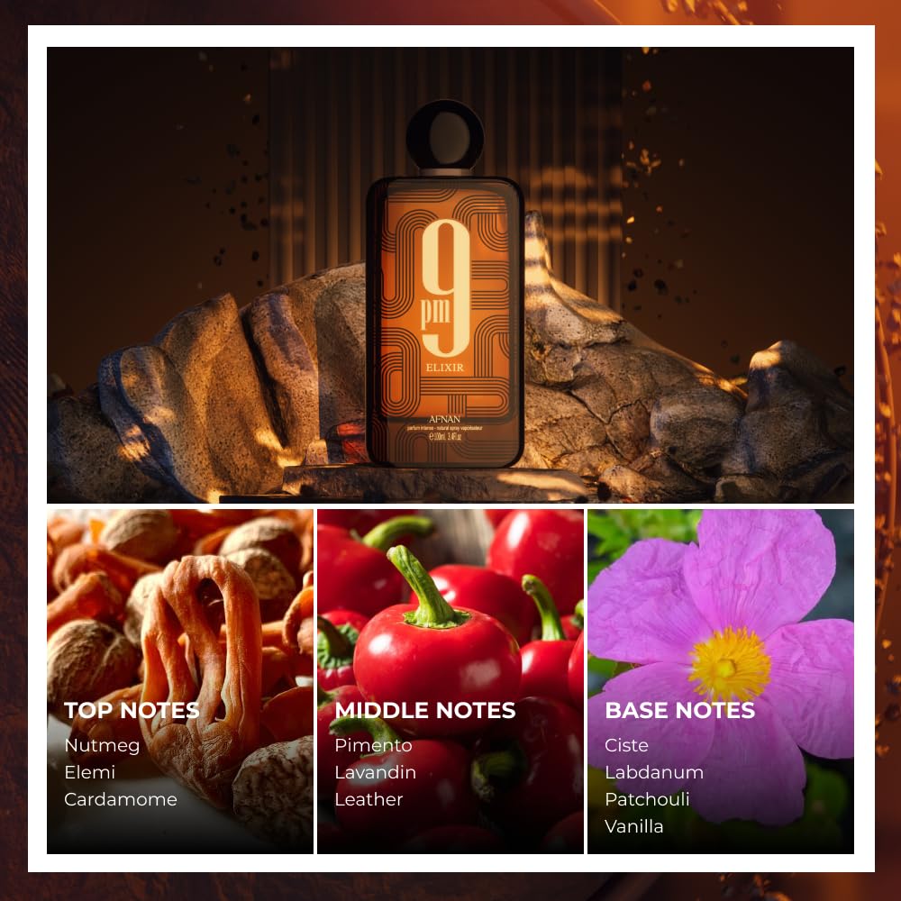 Hot Afnan 9 PM Elixir Unisex Extrait de Parfum, 3.4 Fl. Oz