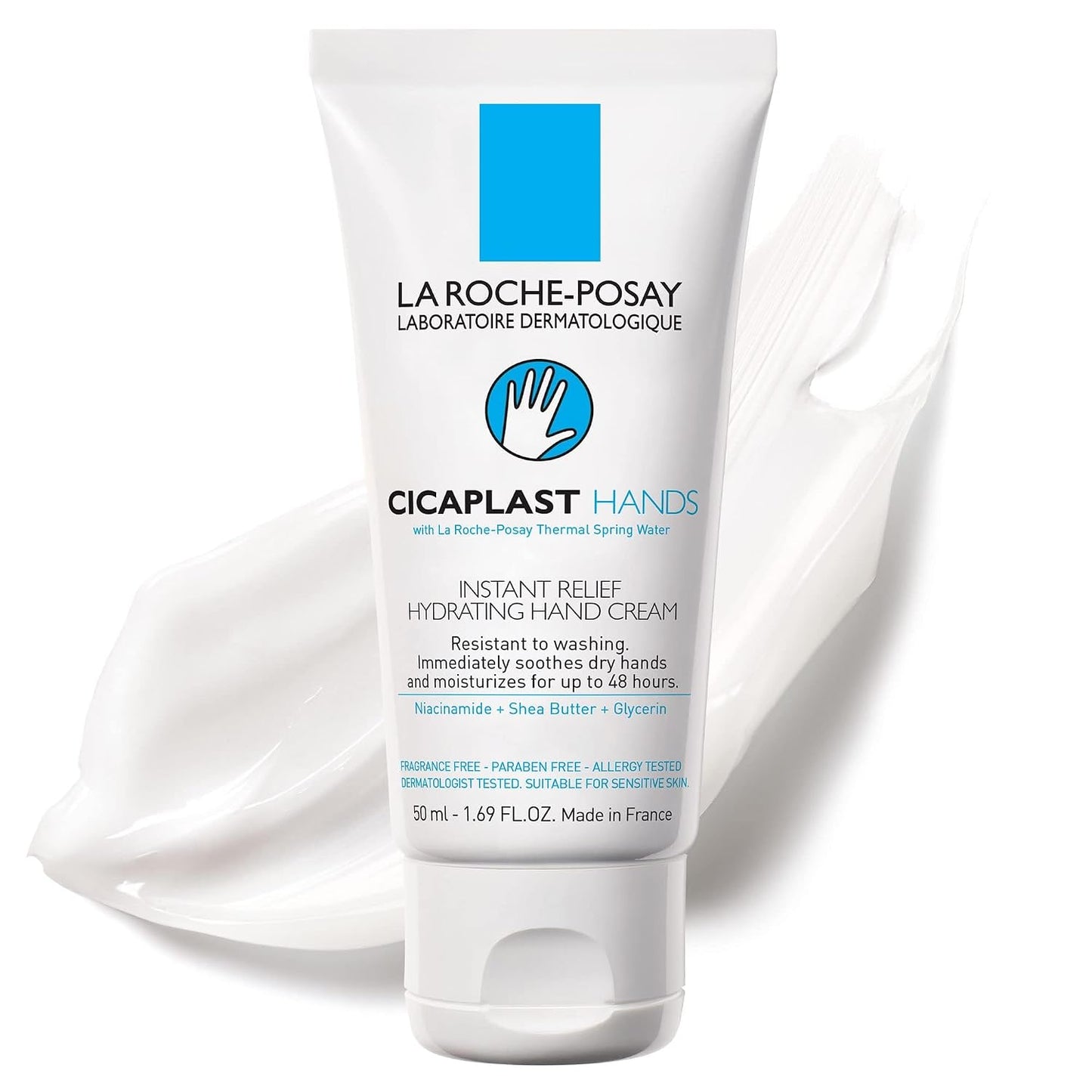 HotLa Roche-Posay Cicaplast Hand Cream, Instant Relief Moisturizing Hand Lotion for Dry Hands, Shea Butter Lotion for Dry Cracked Hands, Non Greasy, Fragrance Free