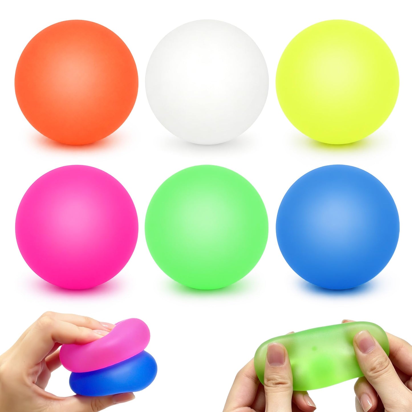 Hot3pc Big Stress Balls for Adults, Squishy Ball Sensory Textured Memory Gel Fidget Toys for Kids/Adults Hand Exercises, Valentines Day Party Favors Anxiety Relief Squeeze Ball(2.36“)