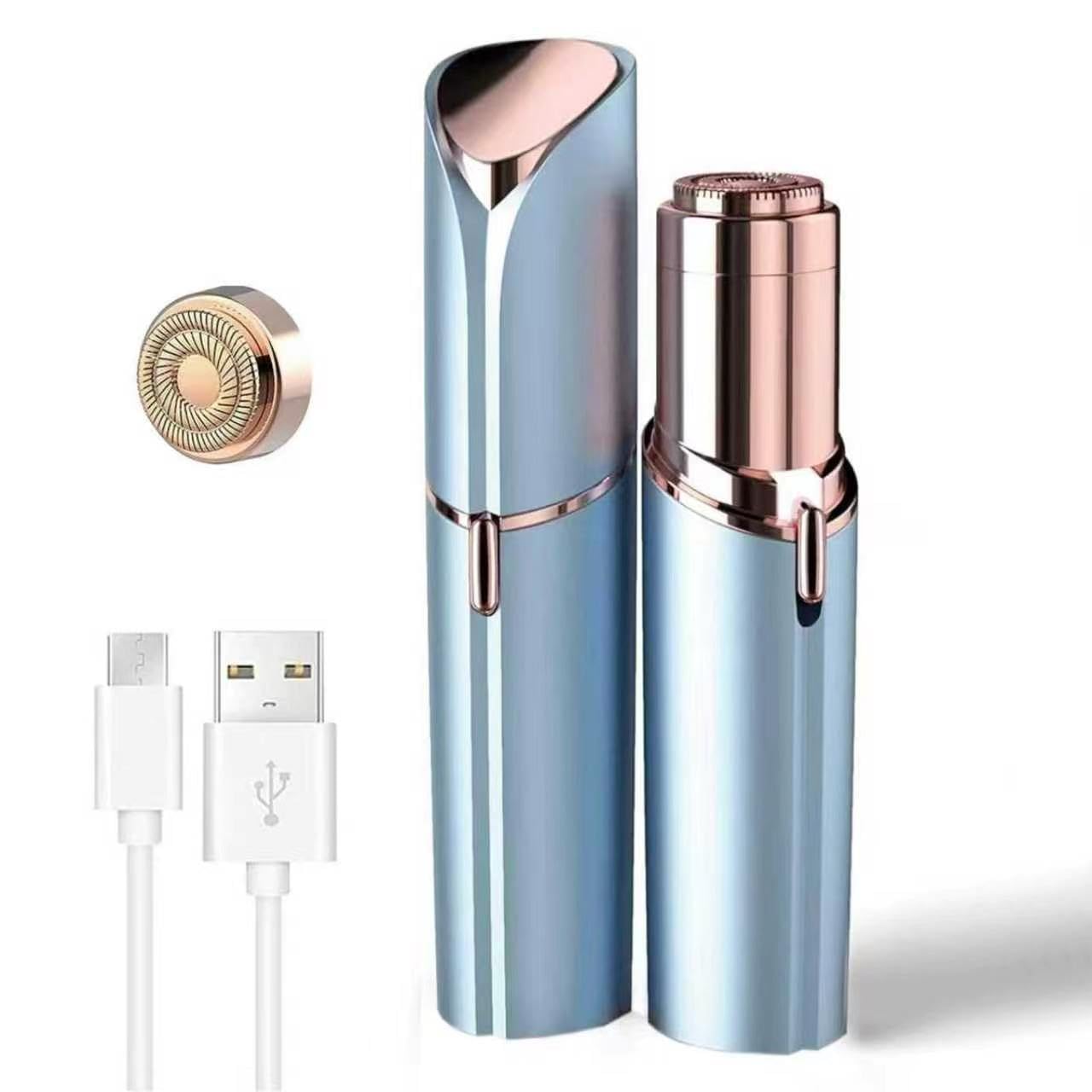 HotRechargeable Facial Hair Removal for Women - as Seen on TV Painless Face Shaver - Electric Hair Remover for Face Lips Peach Fuzz with Light (Blue)