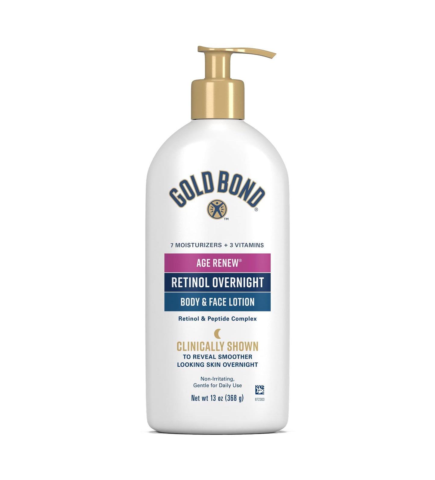 HotGold Bond Age Renew Retinol Overnight Body & Face Lotion, Retinol Face and Body Lotion with Peptide Complex, 7 oz