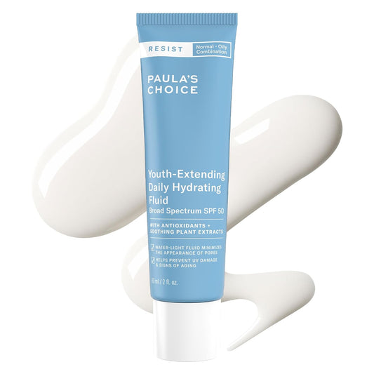 HotPaula's Choice RESIST Daily Hydrating Fluid Face Moisturizer with SPF 50 Sunscreen, Face Sunscreen for Oily Skin, Chamomile & Vitamin E, UVA/UVB Protection, Fragrance-Free, TSA Friendly