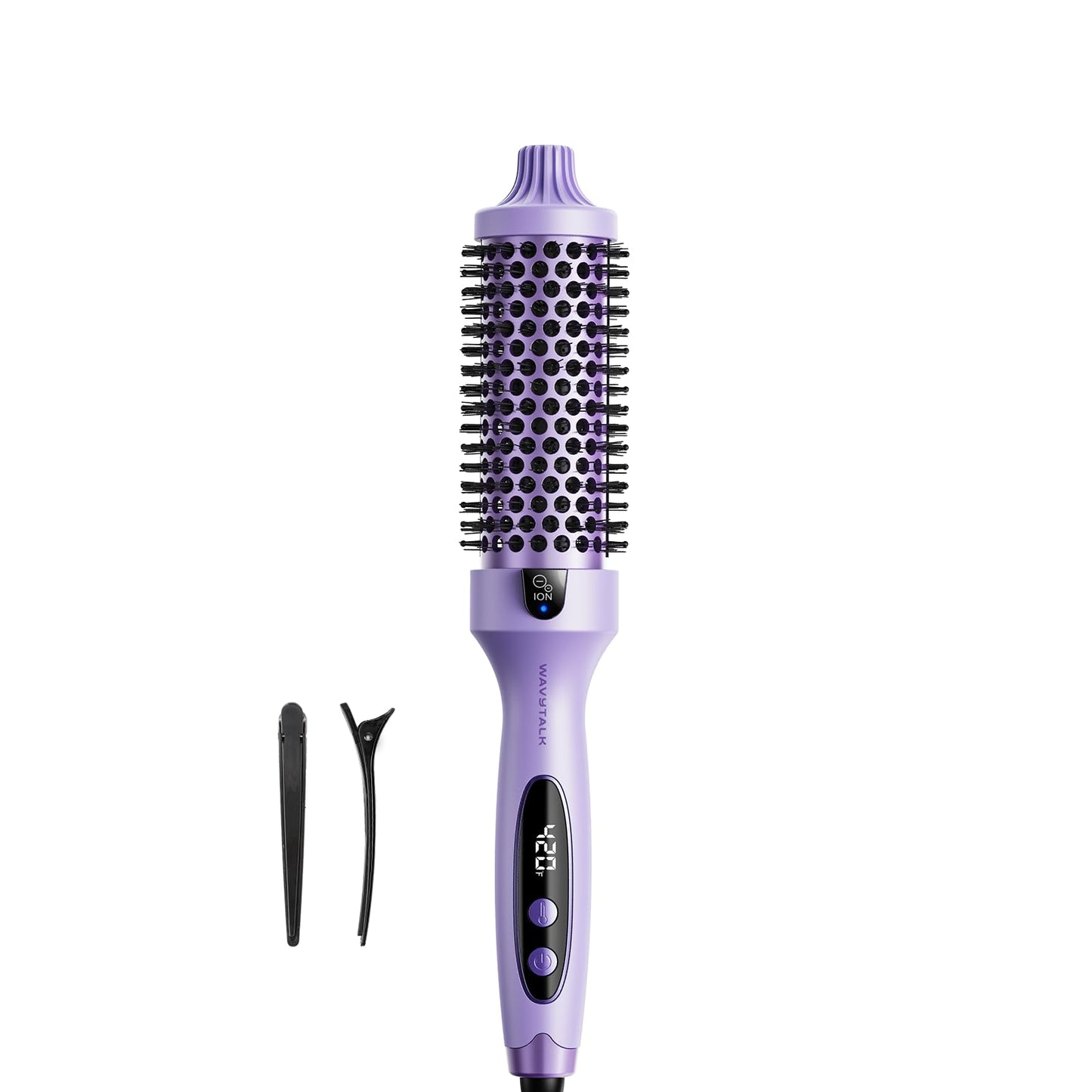 HotWavytalk Thermal Brush Blowout Boost 1.5″ Heat Round Brush for Blowout Look | Negative Ion Technology, Tourmaline Ceramic, 5 Temperature Settings Dual Voltage, Less Damage, Sakura Pink