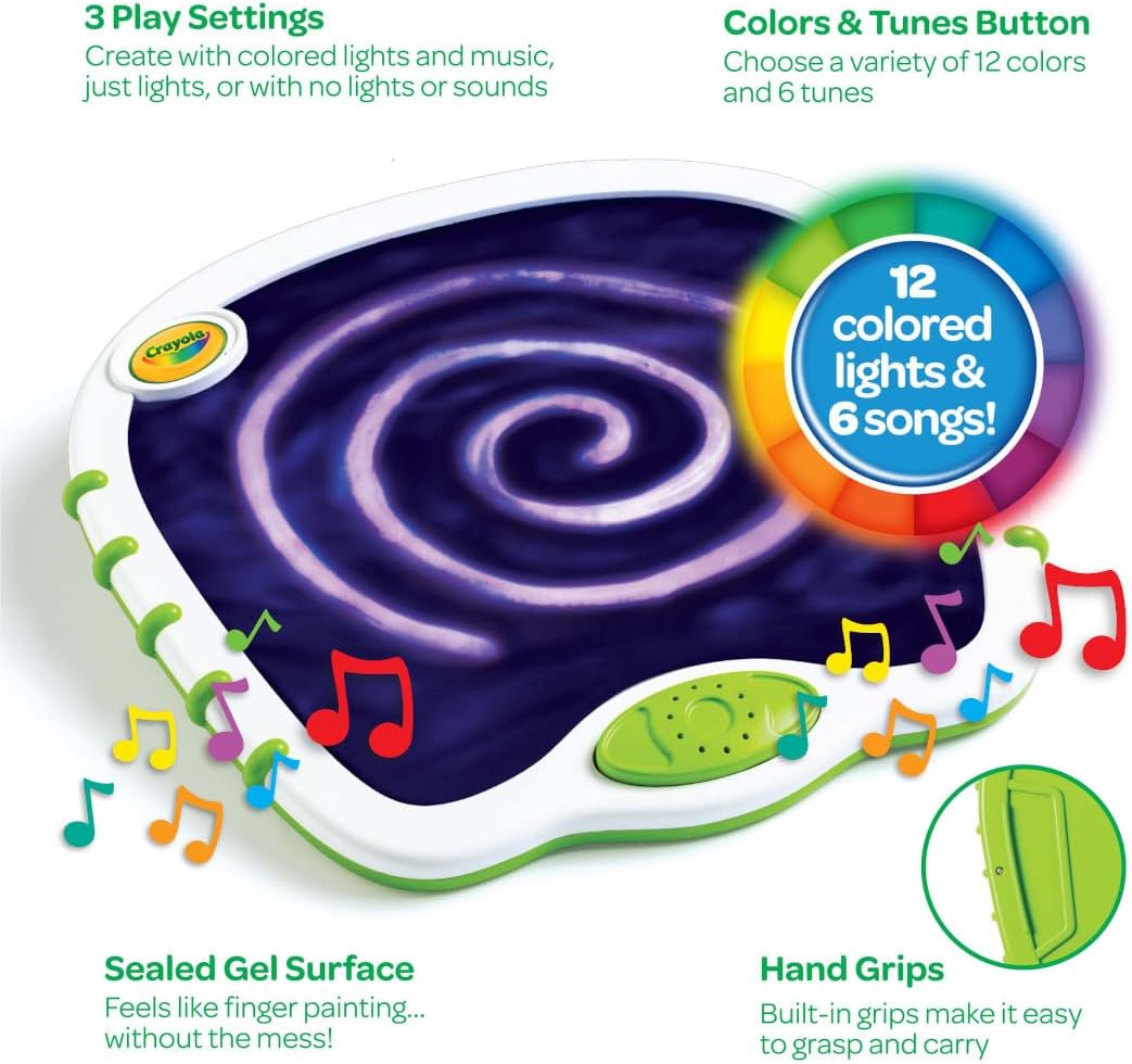 HotCrayola Toddler Touch Lights, Musical Sensory Toys for Toddlers, Learning Gifts, Light Up Drawing Pad, Mess Free Painting, Travel Activity, 2+