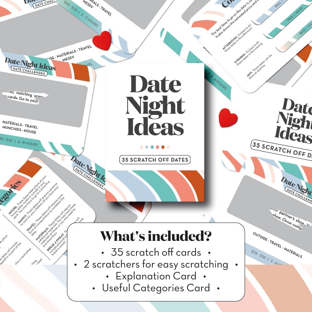 Hot35 Scratch Off Date Night Ideas, Couples Gifts for Him, Her, Girlfriend, Boyfriend, Wife or Husband - Women or Men Anniversary Card Game, Engagement Gifts for Couples, Bridal Shower, Wedding, Birthday